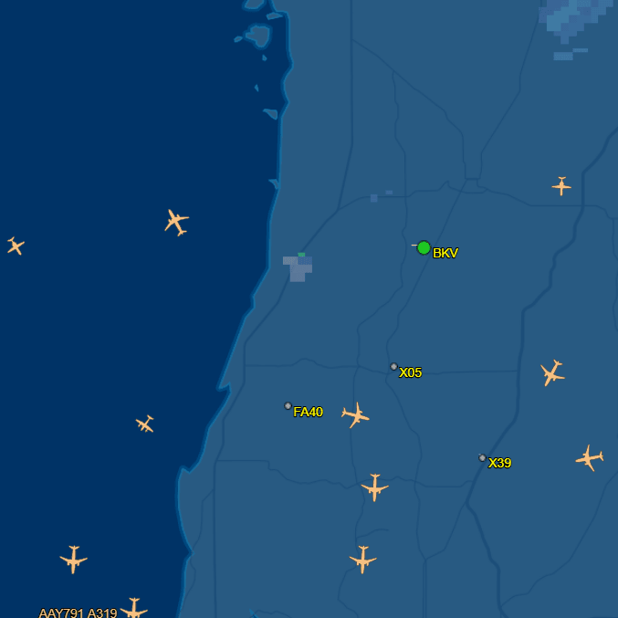 Flight Aware screen capture around BKV airport
